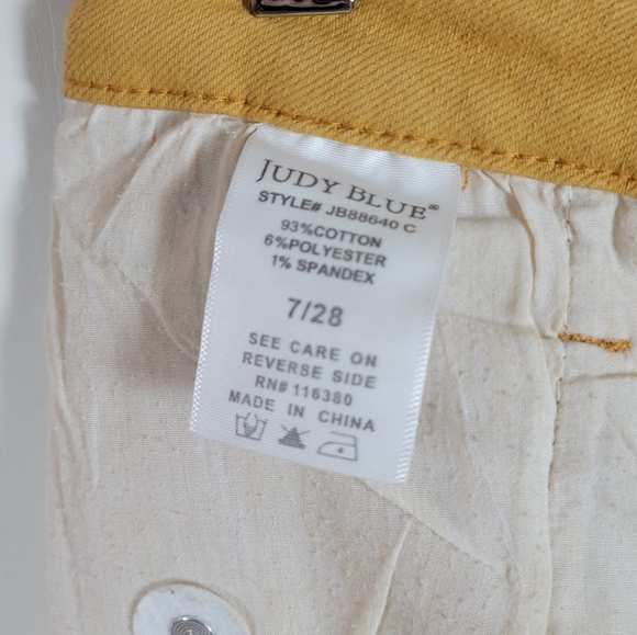 Judy Blue Marigold Wide Leg Cropped Pants 7/27 High Rise Garment Dyed Yellow - Picture 5 of 8